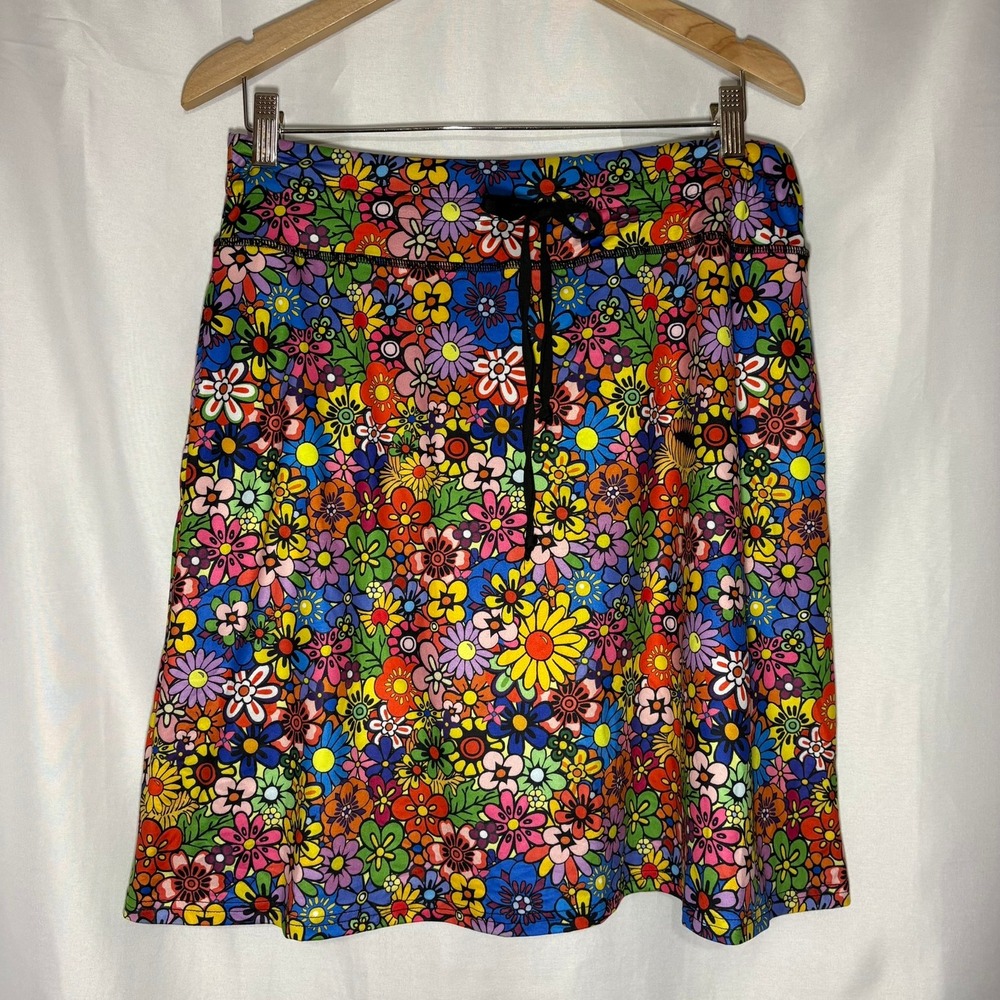 NWT Blevonh Women Floral Athletic Skort Pockets Drawstring Active Skirt Large